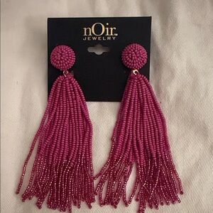 nOir Jewelry Fuchsia Beaded Tassel Earrings